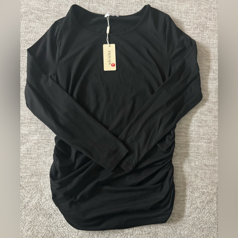 Black Long Sleeve Maternity Top